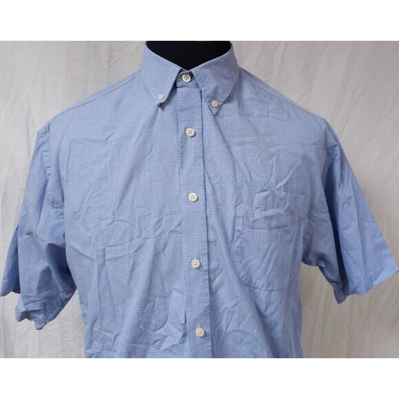 Puritan Wrinkle Resistant Men's Large Blue Check Geometric Short Sleeve Shirt - Picture 4 of 11